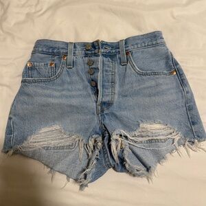 Levi's Light Blue Distressed Jean Shorts